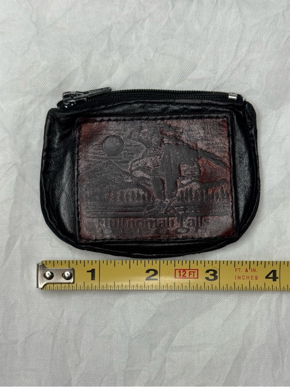 Multinomah Oregon Vintage Leather Coin Pouch with Embossed Eagle Black/Brown